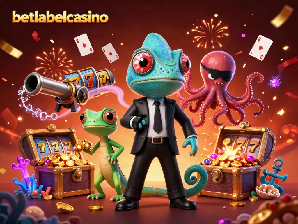 Spin the reels and win at betlabelcasino with a vibrant 3D casino scene filled with excitement.