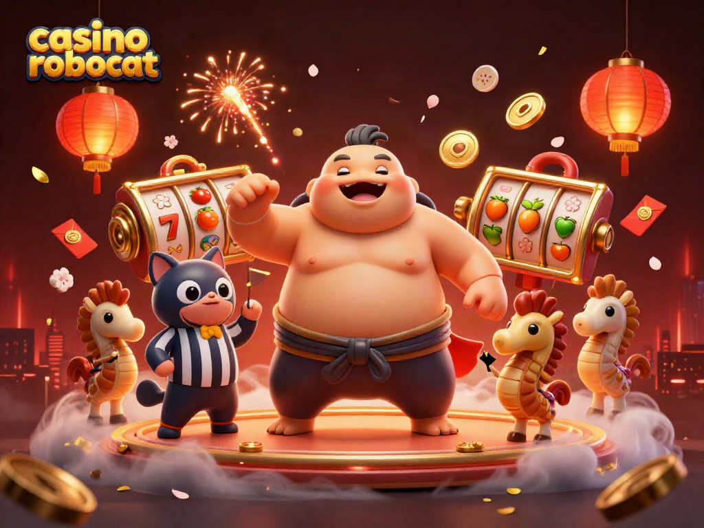 Experience the thrill at casino robocat with vibrant 3D scenes featuring animated characters and casino games.