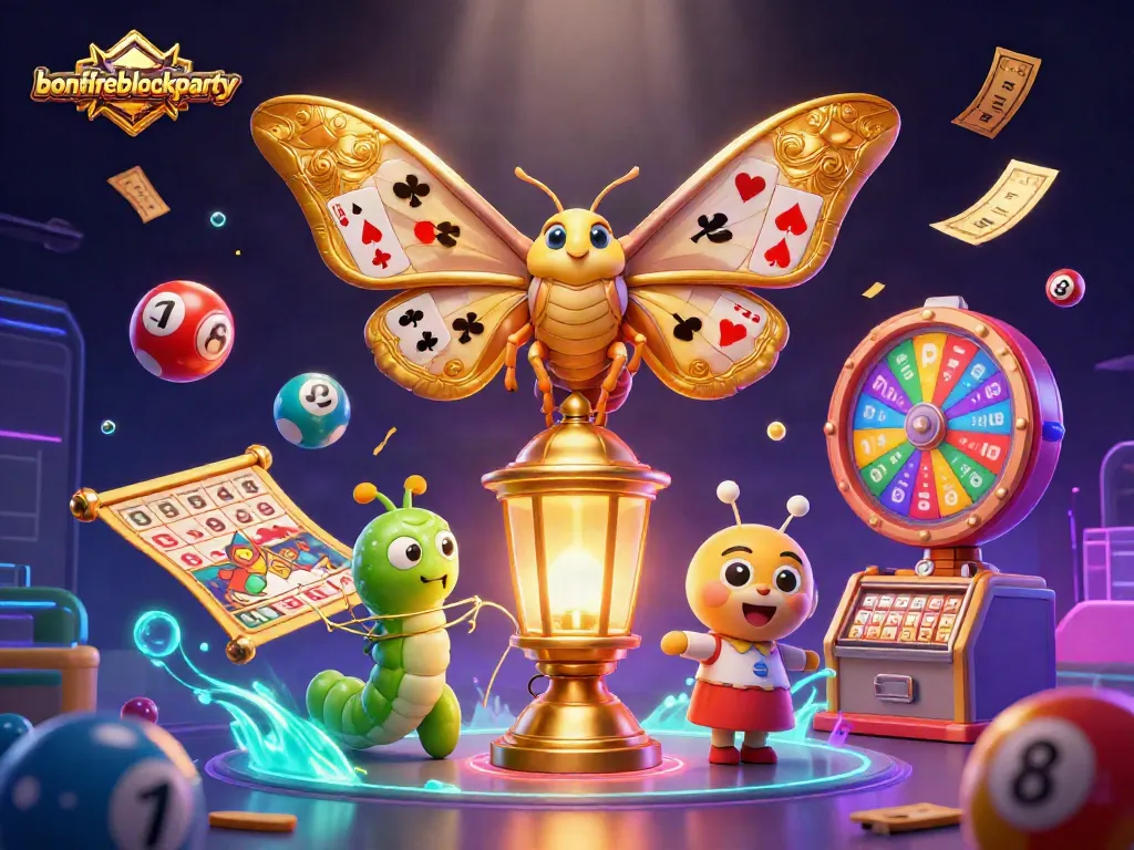 Engage in the excitement of bonfireblockparty with dynamic lottery balls and golden game elements.